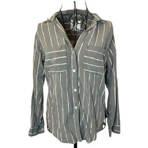 Abercrombie & Fitch Boyfriend Shirt Button Up striped blouse | green | size S